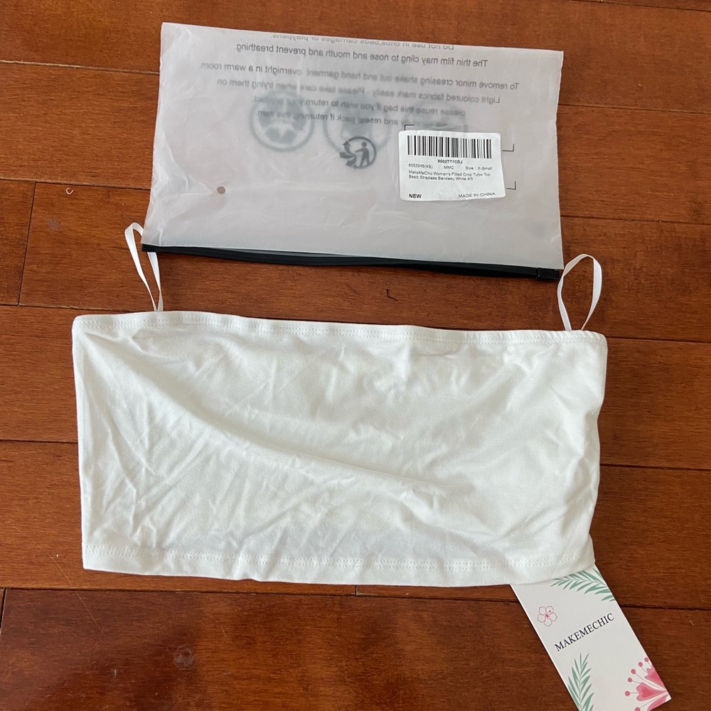 White crop top tube top bandeau top size xs makemechic